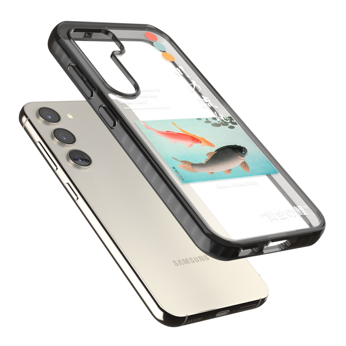 Golden Carp Samsung S22 / Samsung S22 Plus / Samsung S23 / Samsung S23 Plus / Samsung S24 / Samsung S24 Plus Impact Black Phone Case angled