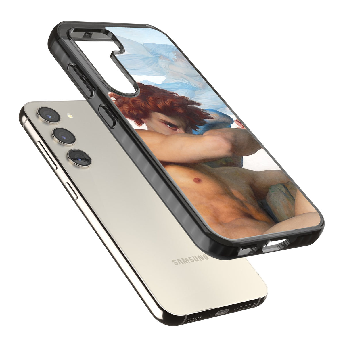 The Fallen Angel Samsung S22 / Samsung S22 Plus / Samsung S23 / Samsung S23 Plus / Samsung S24 / Samsung S24 Plus Impact Black Phone Case angled