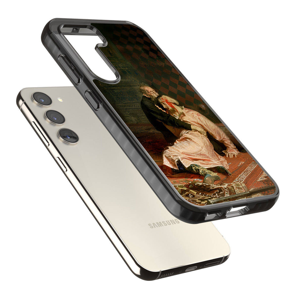 Ivan The Terrible & His Son Samsung S22 / Samsung S22 Plus / Samsung S23 / Samsung S23 Plus / Samsung S24 / Samsung S24 Plus Impact Black Phone Case angled