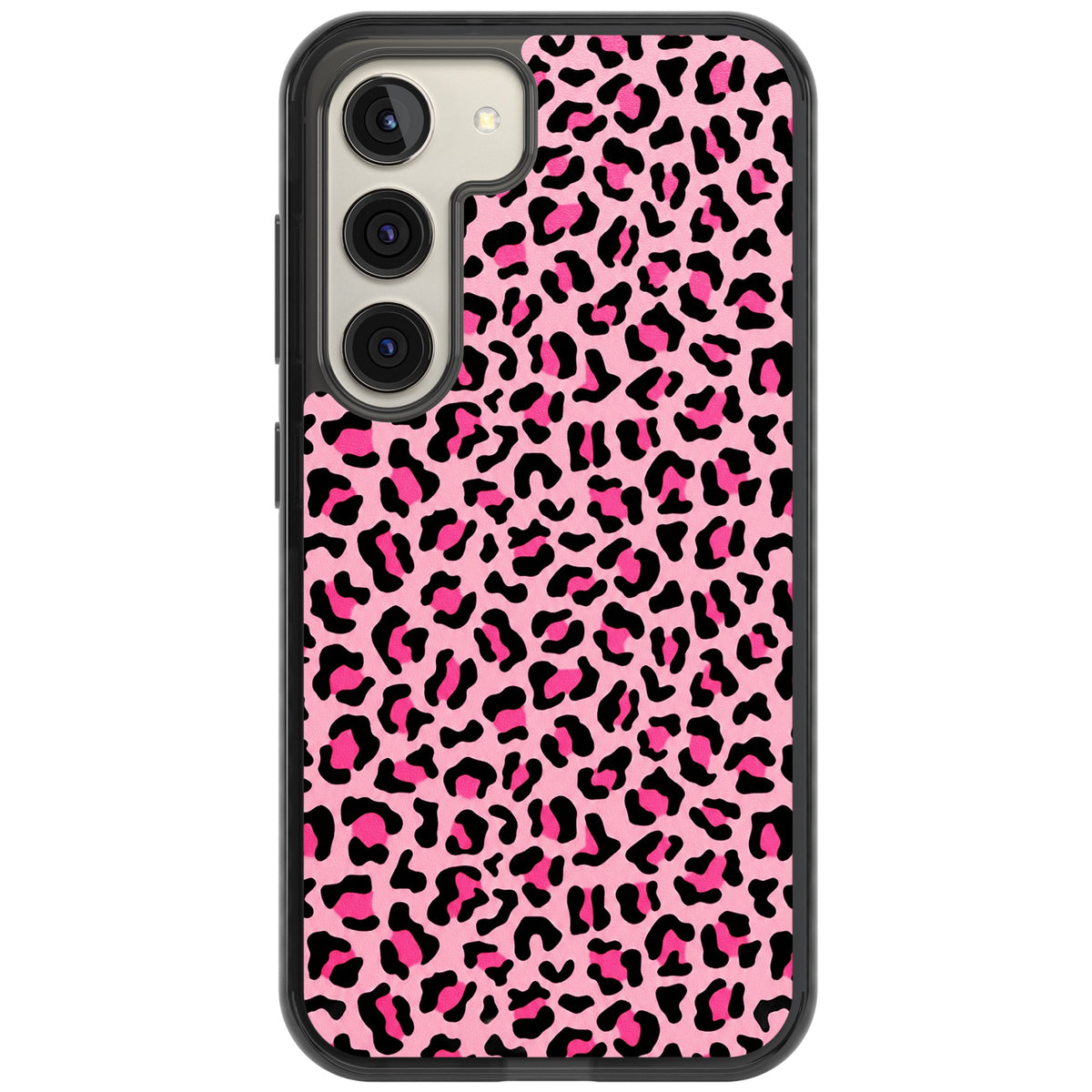 Pink Leopard Samsung S22 / Samsung S22 Plus / Samsung S23 / Samsung S23 Plus / Samsung S24 / Samsung S24 Plus Impact Black Phone Case front