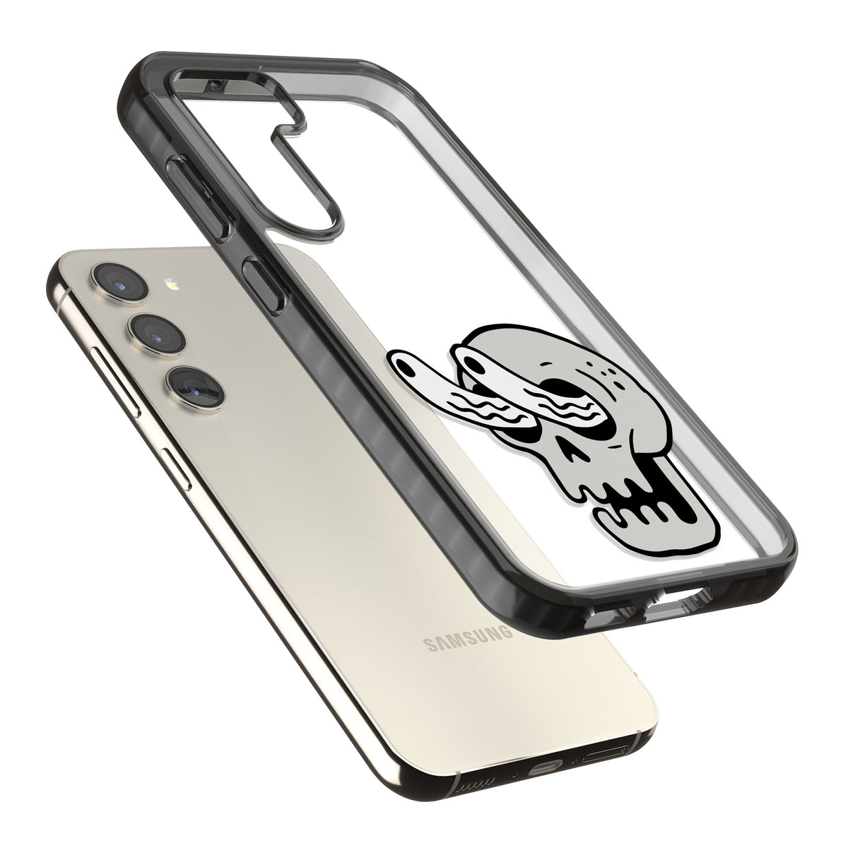Skull Eyes Samsung S22 / Samsung S22 Plus / Samsung S23 / Samsung S23 Plus / Samsung S24 / Samsung S24 Plus Impact Black Phone Case angled