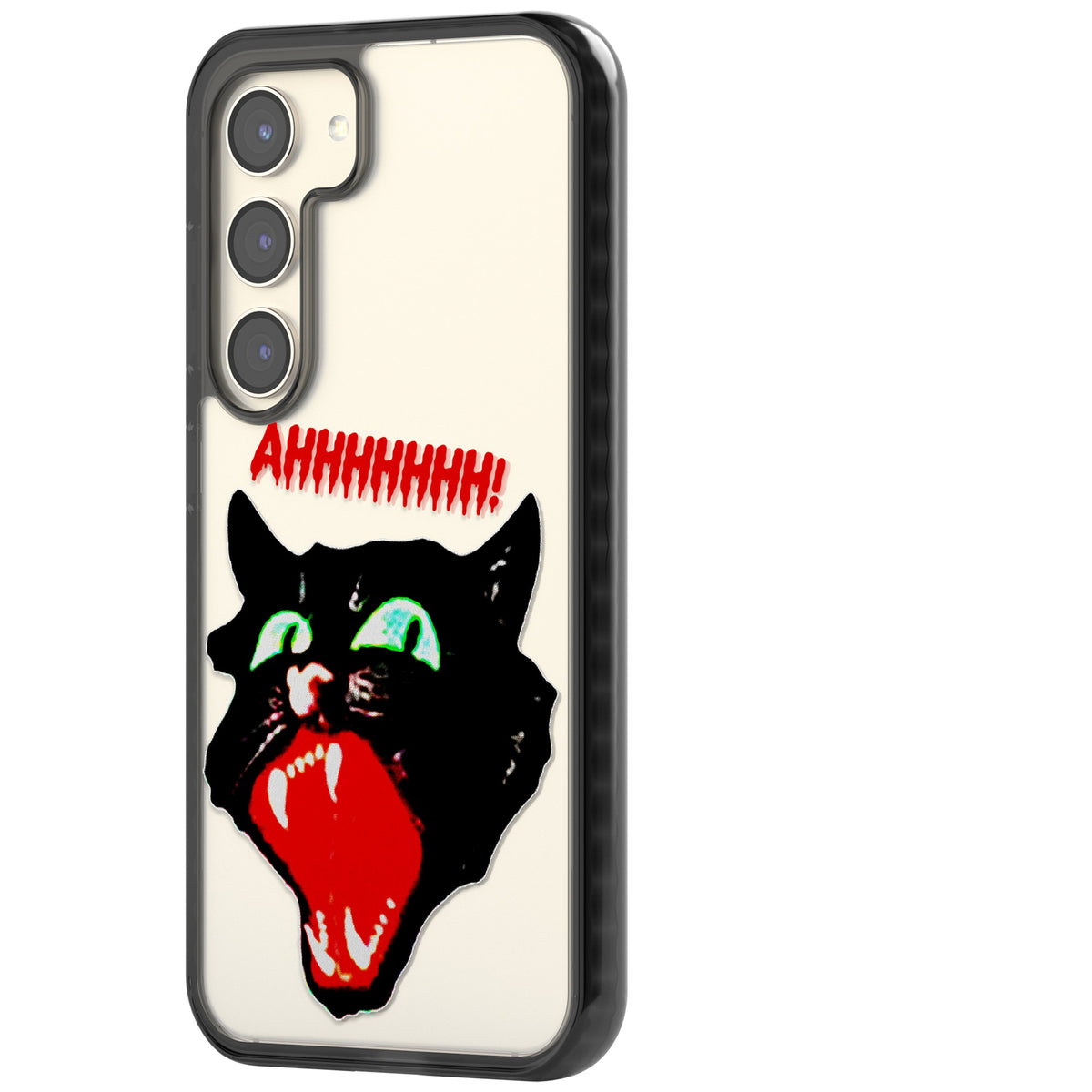 AHH! Cat Samsung S22 / Samsung S22 Plus / Samsung S23 / Samsung S23 Plus / Samsung S24 / Samsung S24 Plus Impact Black Phone Case side