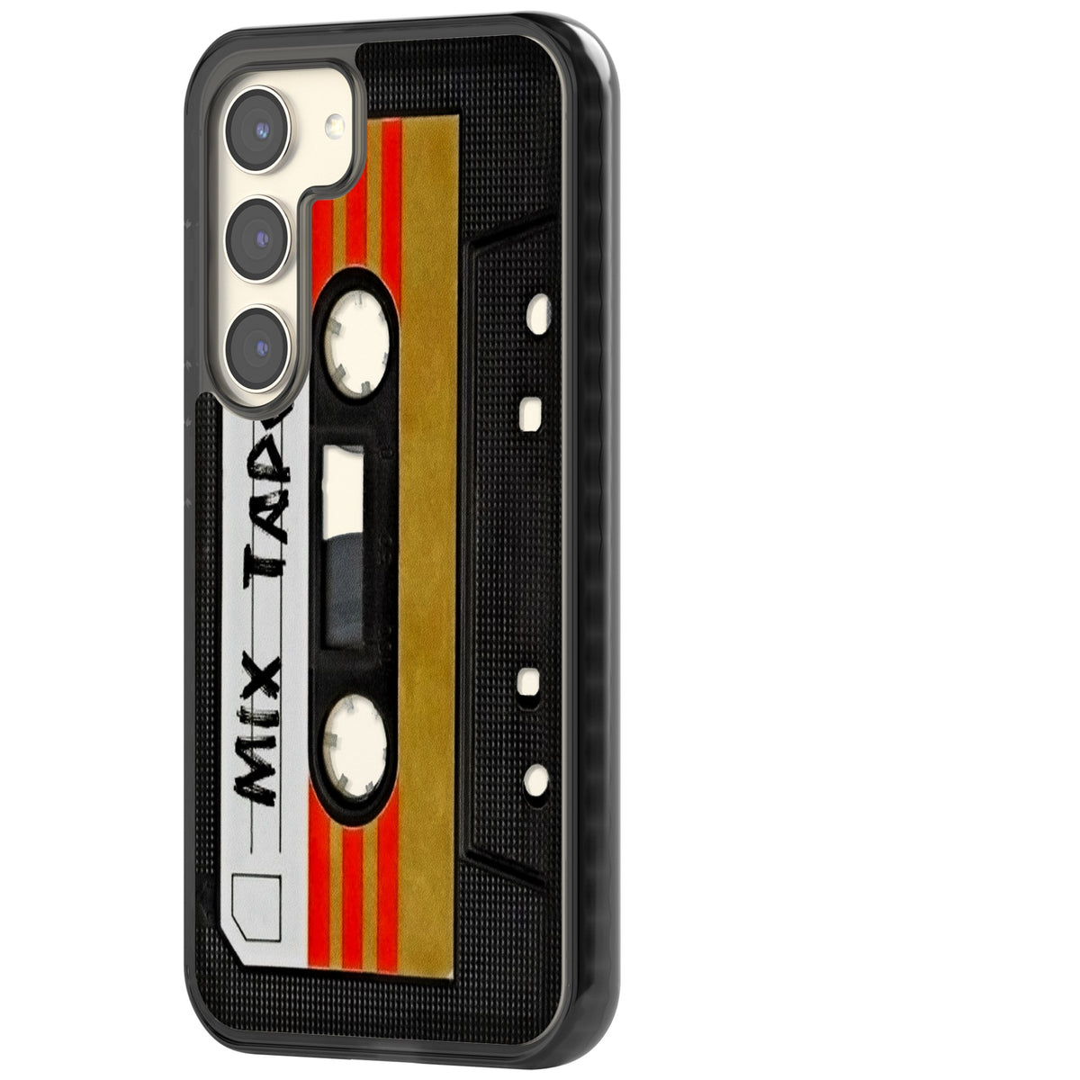 Retro Mix Tape Samsung S22 / Samsung S22 Plus / Samsung S23 / Samsung S23 Plus / Samsung S24 / Samsung S24 Plus Impact Black Phone Case side