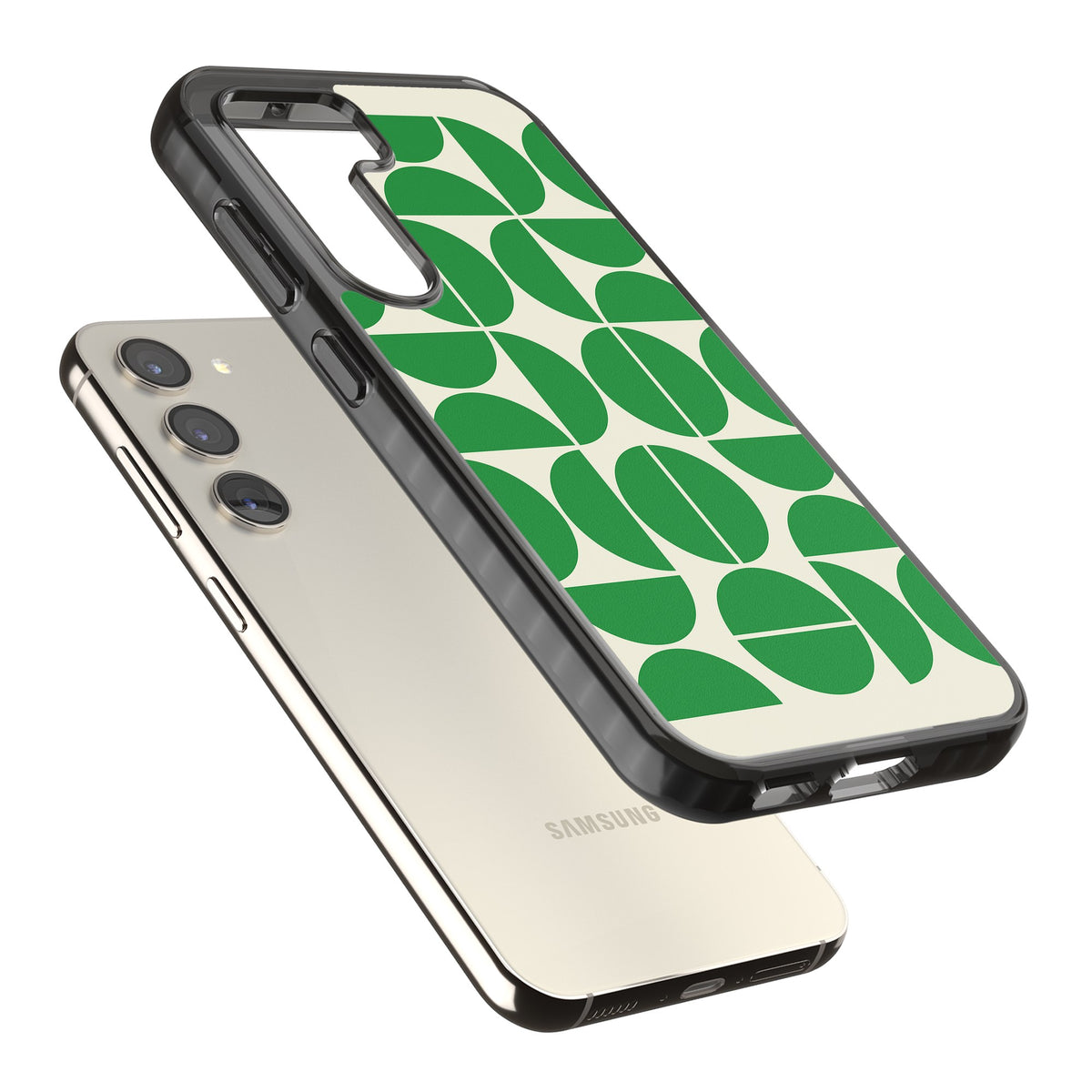 Bauhaus Green Samsung S22 / Samsung S22 Plus / Samsung S23 / Samsung S23 Plus / Samsung S24 / Samsung S24 Plus Impact Black Phone Case angled