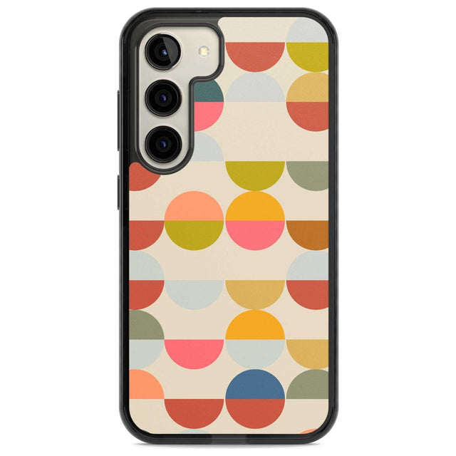 Abstract Retro Shapes: Colourful Circles Phone Case Samsung S22 / Black Impact Case,Samsung S23 / Black Impact Case Blanc Space