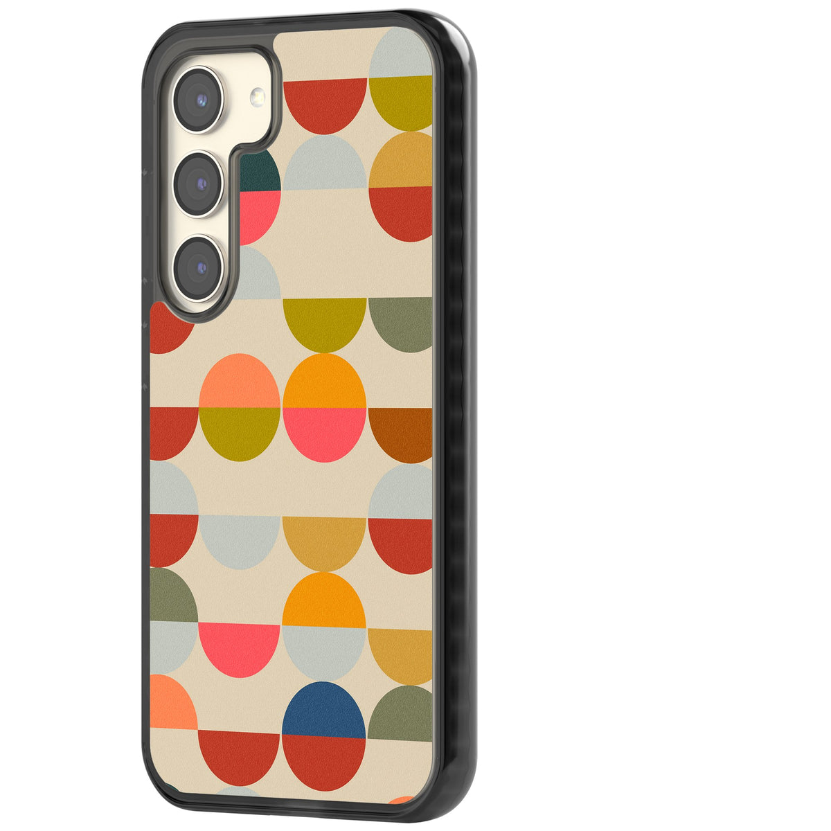 Colorful Retro Circles Samsung S22 / Samsung S22 Plus / Samsung S23 / Samsung S23 Plus / Samsung S24 / Samsung S24 Plus Impact Black Phone Case side