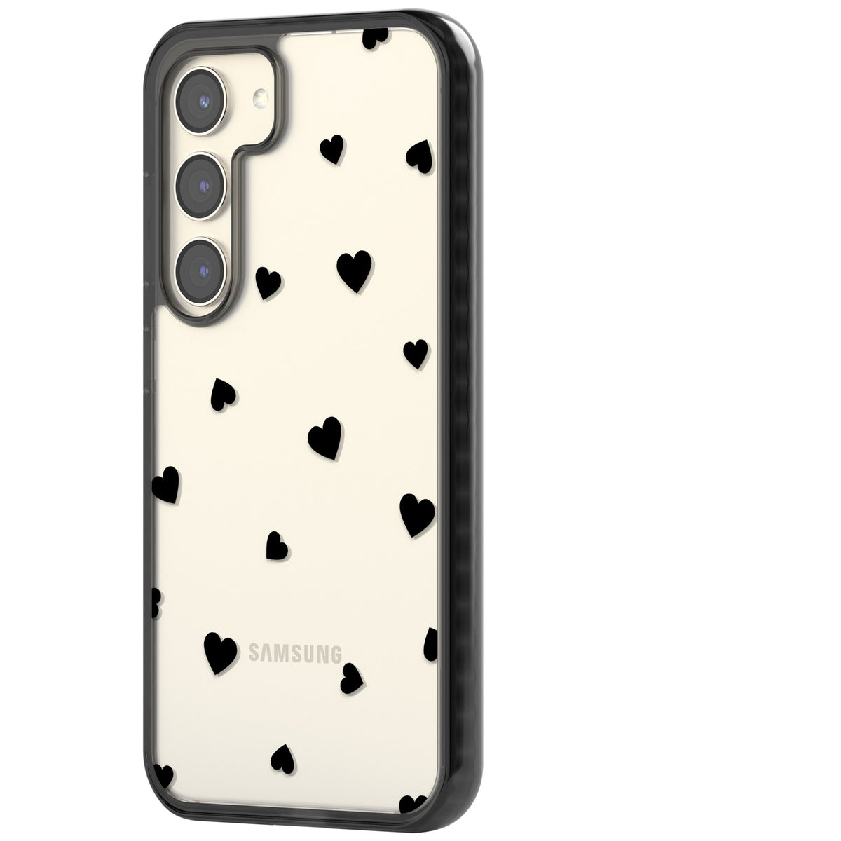 Black Hearts Samsung S22 / Samsung S22 Plus / Samsung S23 / Samsung S23 Plus / Samsung S24 / Samsung S24 Plus Impact Black Phone Case side