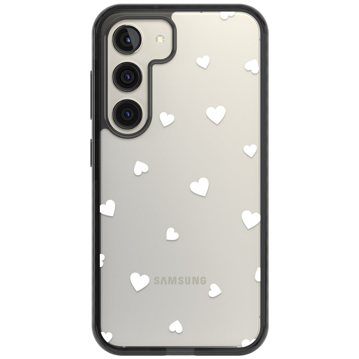 White Hearts Samsung S22 / Samsung S22 Plus / Samsung S23 / Samsung S23 Plus / Samsung S24 / Samsung S24 Plus Impact Black Phone Case front
