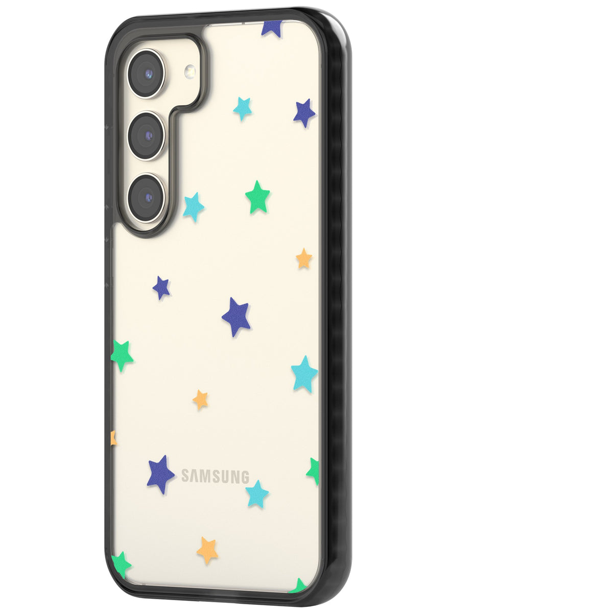 Pastel Star Pattern Samsung S22 / Samsung S22 Plus / Samsung S23 / Samsung S23 Plus / Samsung S24 / Samsung S24 Plus Impact Black Phone Case side