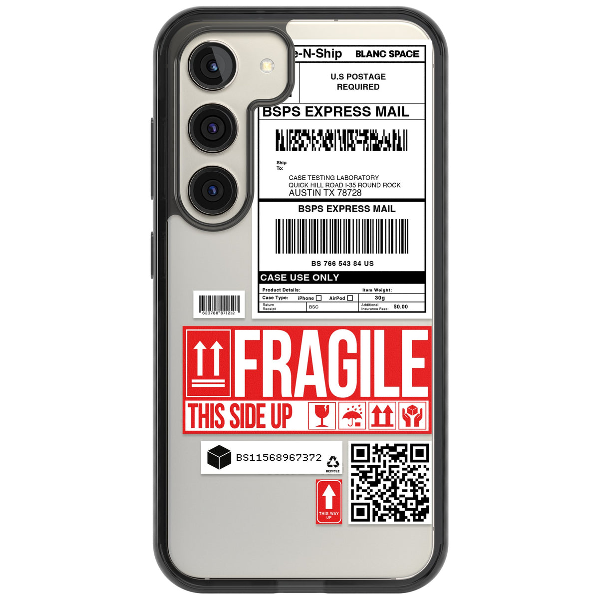 Shipping Label Samsung S22 / Samsung S22 Plus / Samsung S23 / Samsung S23 Plus / Samsung S24 / Samsung S24 Plus Impact Black Phone Case front