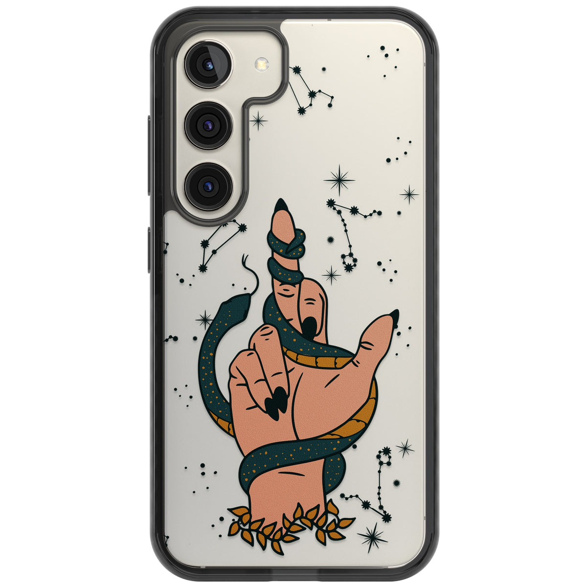 Snakes, Stars And Cynicism Samsung S22 / Samsung S22 Plus / Samsung S23 / Samsung S23 Plus / Samsung S24 / Samsung S24 Plus Impact Black Phone Case front