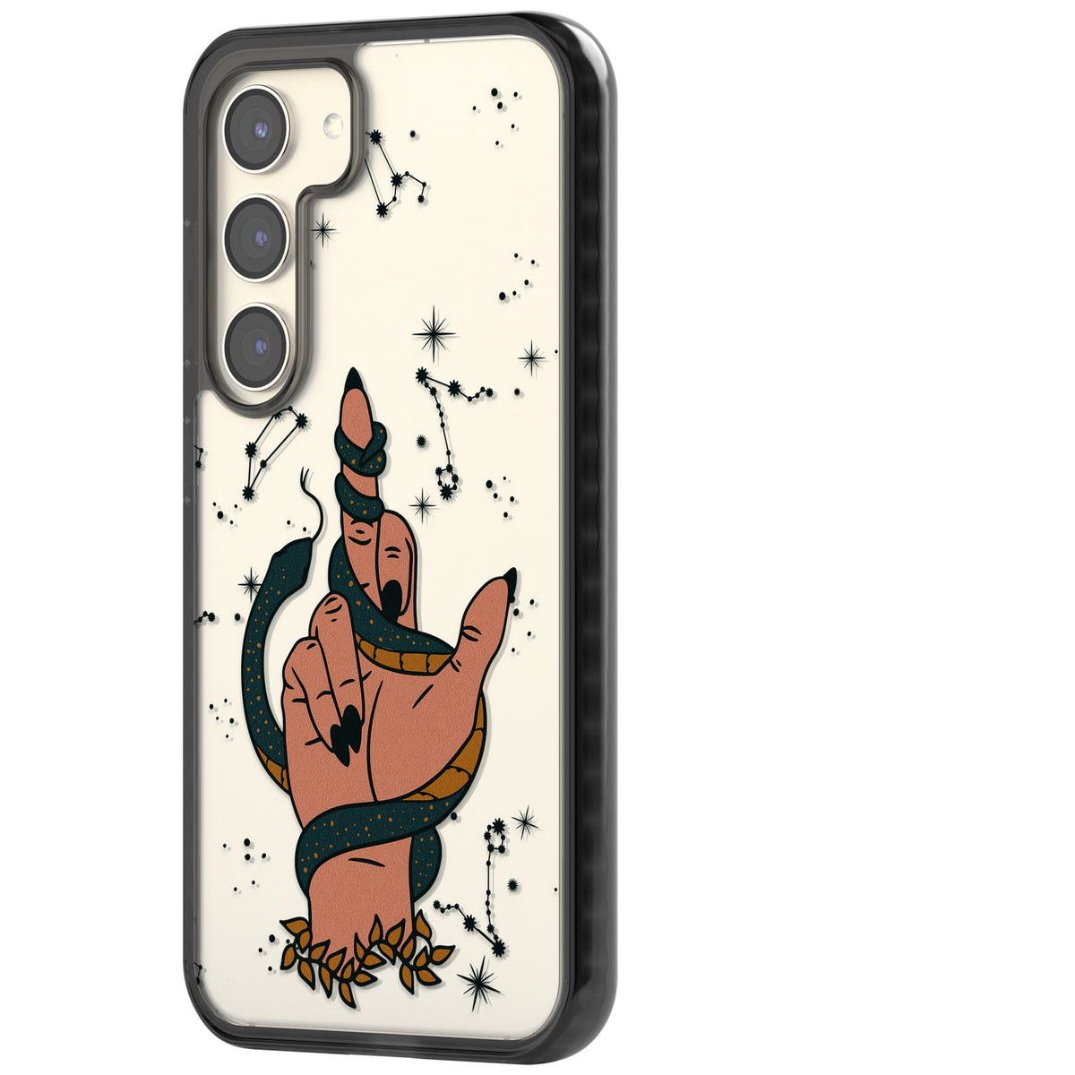 Snakes, Stars And Cynicism Samsung S22 / Samsung S22 Plus / Samsung S23 / Samsung S23 Plus / Samsung S24 / Samsung S24 Plus Impact Black Phone Case side