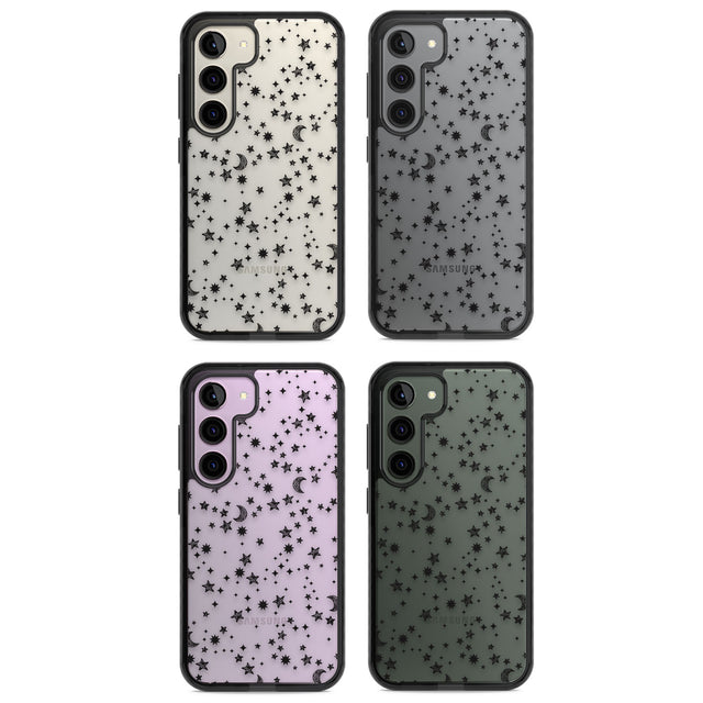 Black Cosmic Galaxy Pattern Impact Phone Case for Samsung Galaxy S24, Samsung Galaxy S23, Samsung Galaxy S22