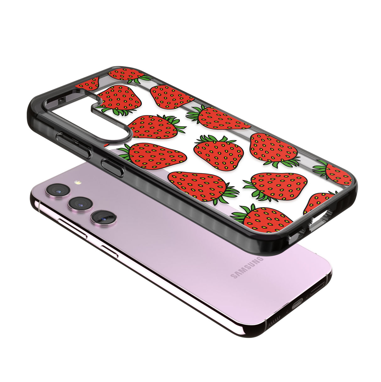 Strawberry Pattern Impact Phone Case for Samsung Galaxy S24, Samsung Galaxy S23, Samsung Galaxy S22