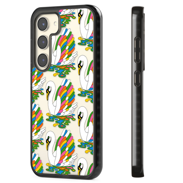 Colourful Swan Pattern Impact Phone Case for Samsung Galaxy S24, Samsung Galaxy S23, Samsung Galaxy S22