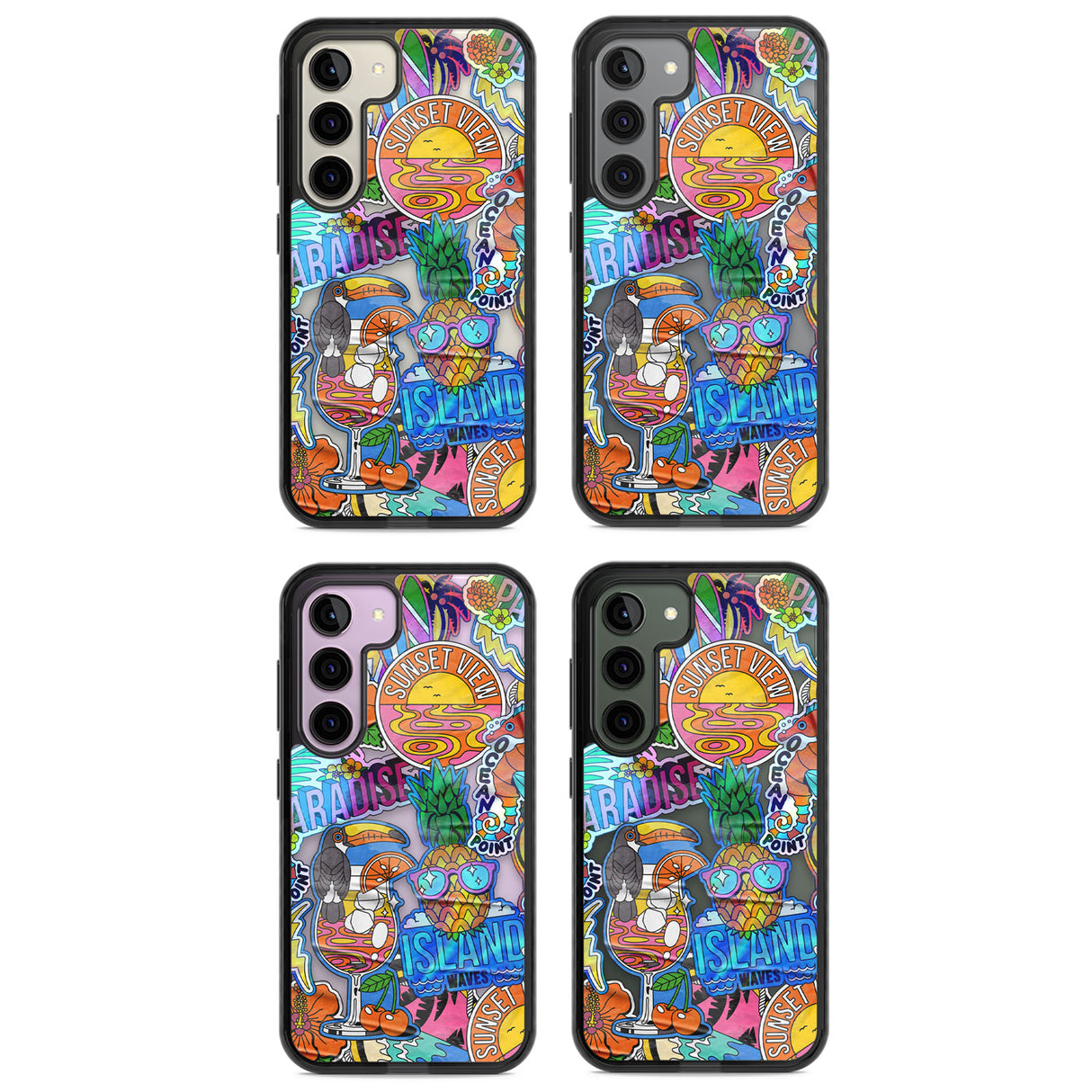 Tropical Vibes Collage Impact Phone Case for Samsung Galaxy S24, Samsung Galaxy S23, Samsung Galaxy S22