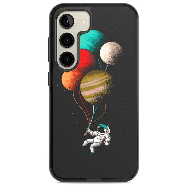 Astronaut Balloon Planets Phone Case Samsung S22 / Black Impact Case,Samsung S23 / Black Impact Case Blanc Space