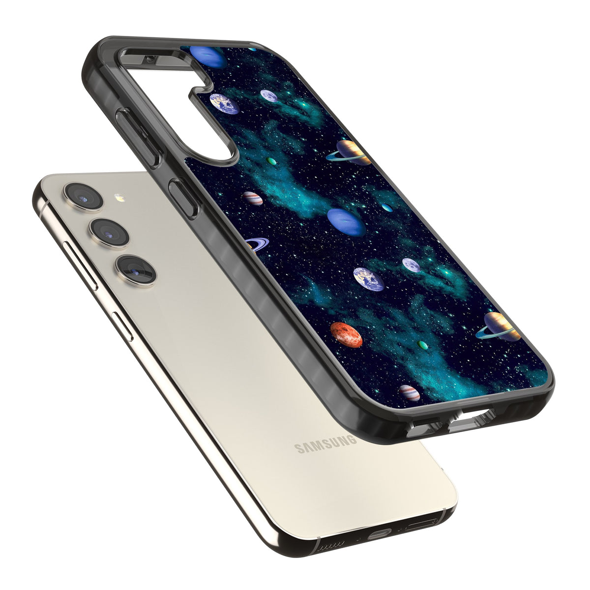 Deep Space Samsung S22 / Samsung S22 Plus / Samsung S23 / Samsung S23 Plus / Samsung S24 / Samsung S24 Plus Impact Black Phone Case angled