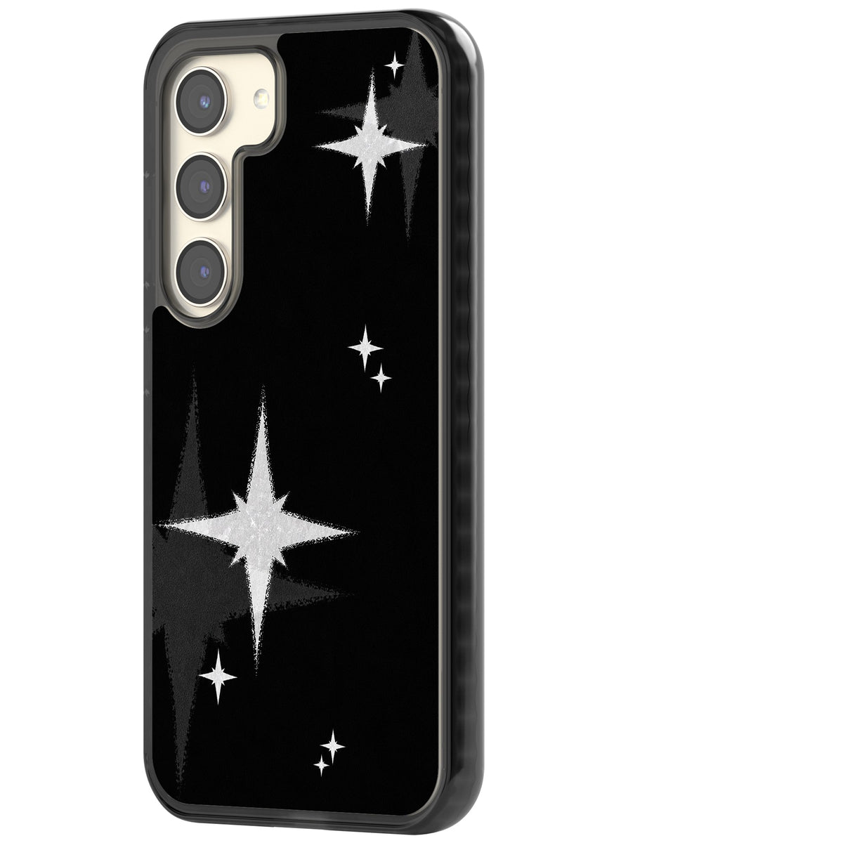 Black Sparkle Samsung S22 / Samsung S22 Plus / Samsung S23 / Samsung S23 Plus / Samsung S24 / Samsung S24 Plus Impact Black Phone Case side