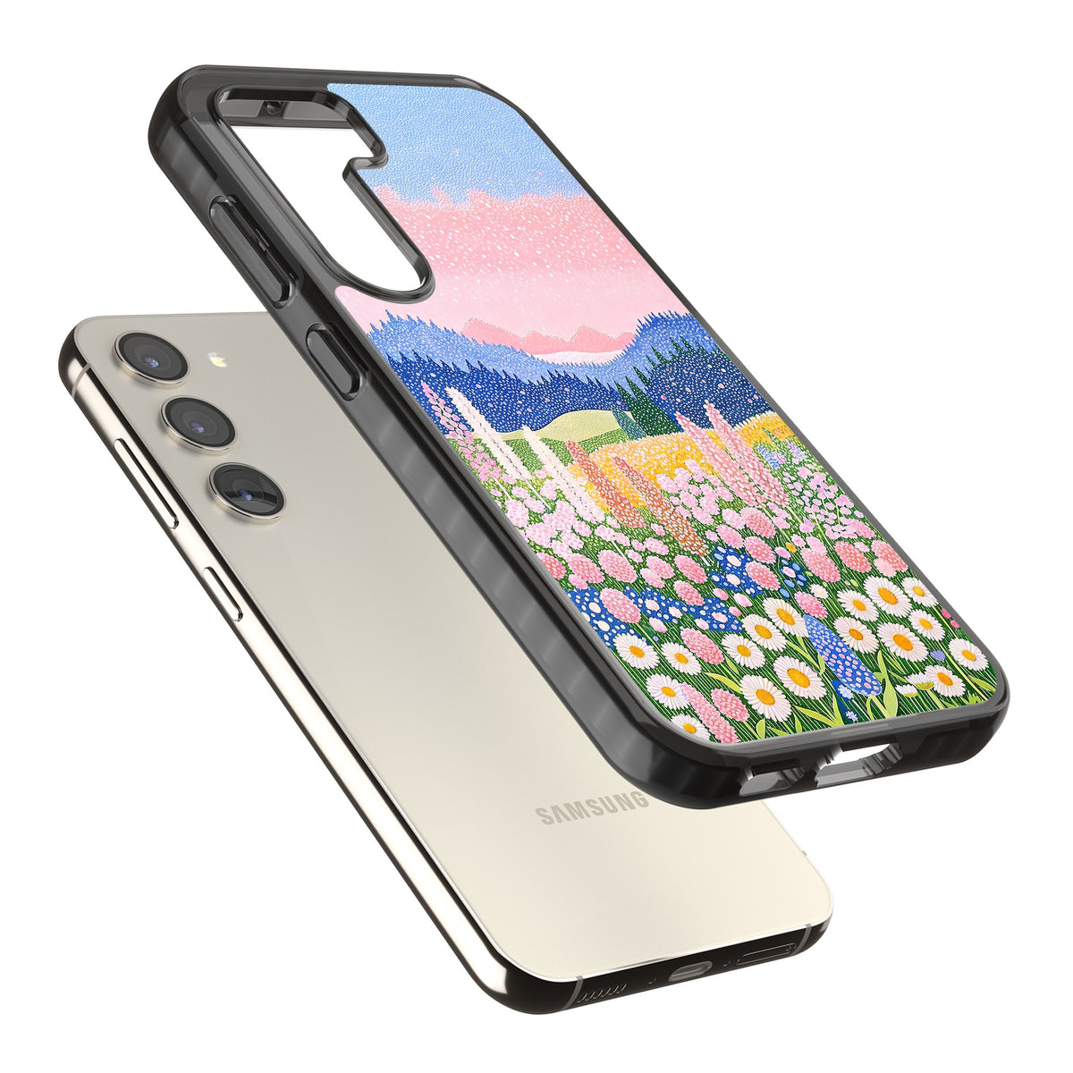 Valley Horizon Samsung S22 / Samsung S22 Plus / Samsung S23 / Samsung S23 Plus / Samsung S24 / Samsung S24 Plus Impact Black Phone Case angled