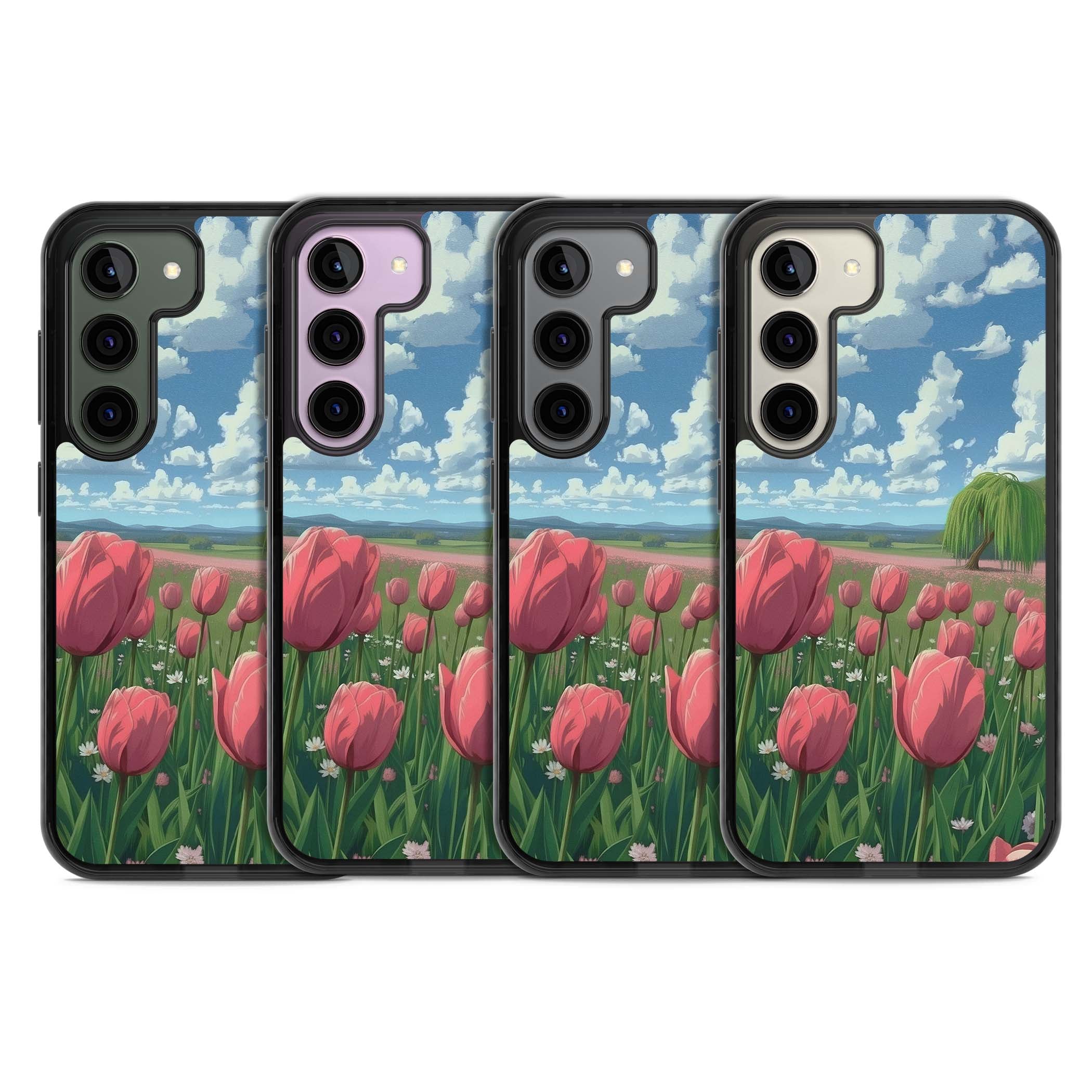 Willow By The Pink Tulips floral iPhone case | Black Impact case for Samsung Galaxy S24, Samsung Galaxy S23, Samsung Galaxy S22