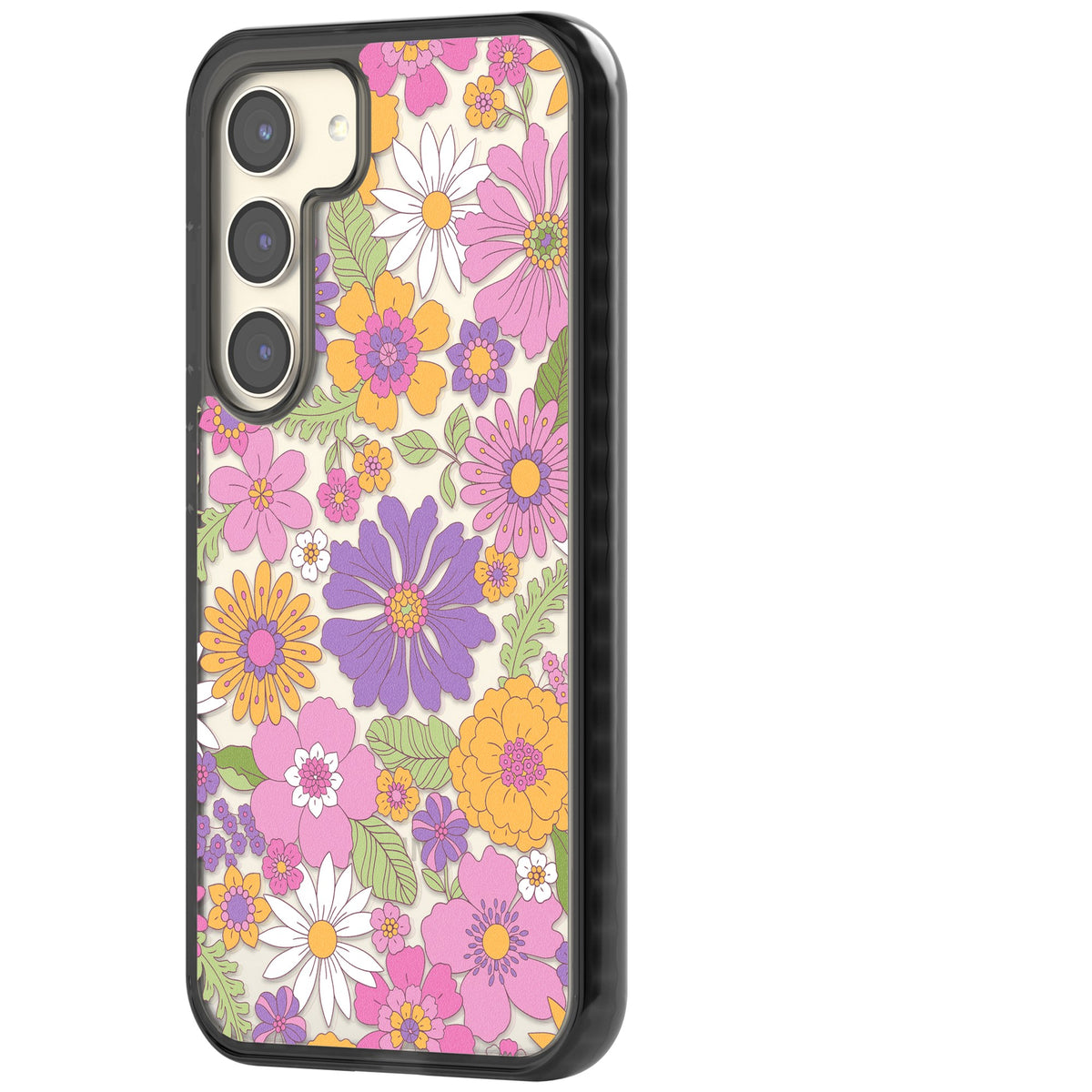 Soft Flowers Samsung S22 / Samsung S22 Plus / Samsung S23 / Samsung S23 Plus / Samsung S24 / Samsung S24 Plus Impact Black Phone Case side