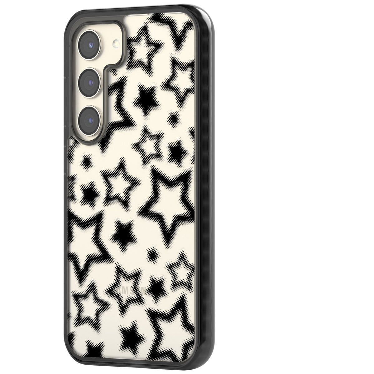 Black Halftone Stars (Clear) Samsung S22 / Samsung S22 Plus / Samsung S23 / Samsung S23 Plus / Samsung S24 / Samsung S24 Plus Impact Black Phone Case side