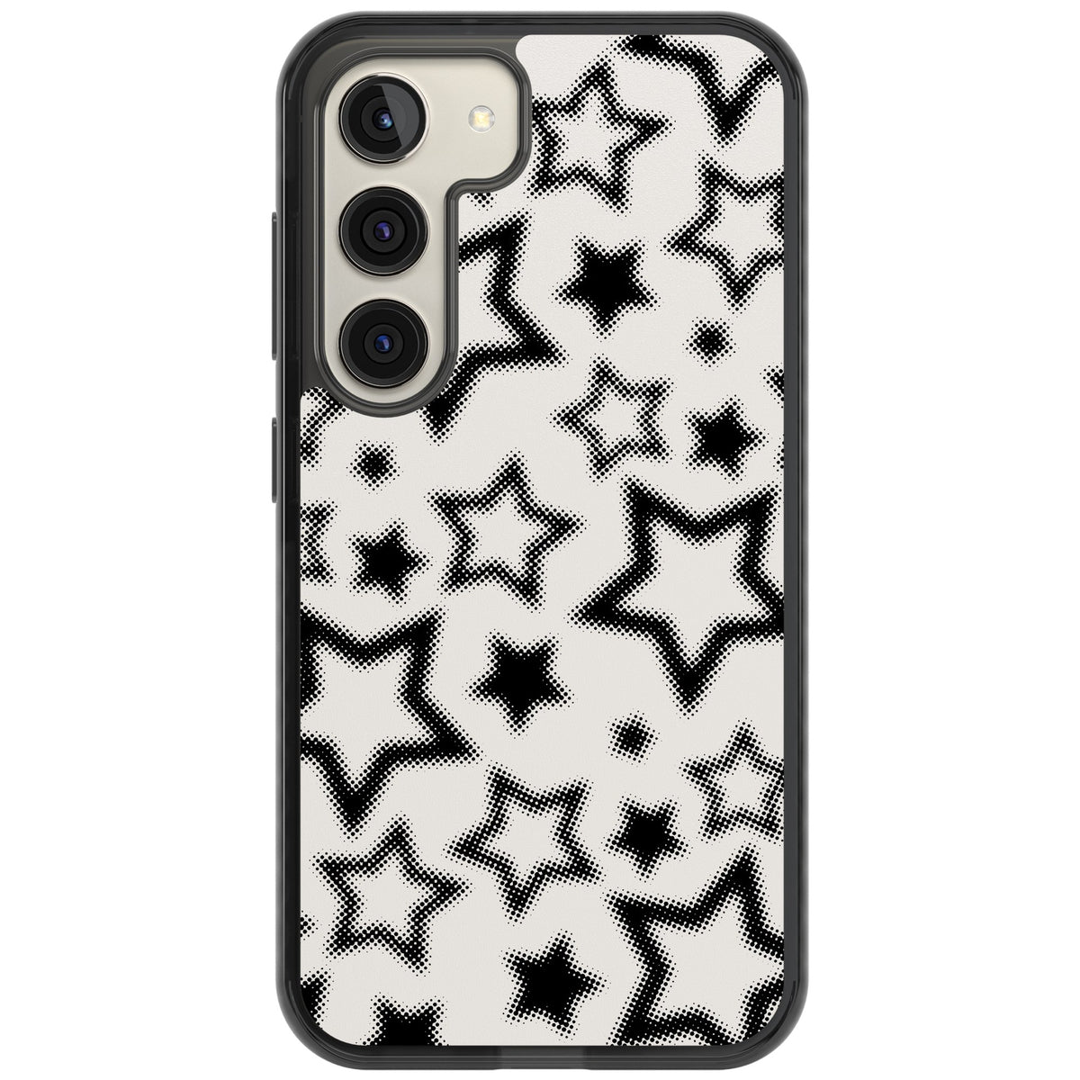 Black Halftone Stars Samsung S22 / Samsung S22 Plus / Samsung S23 / Samsung S23 Plus / Samsung S24 / Samsung S24 Plus Impact Black Phone Case front