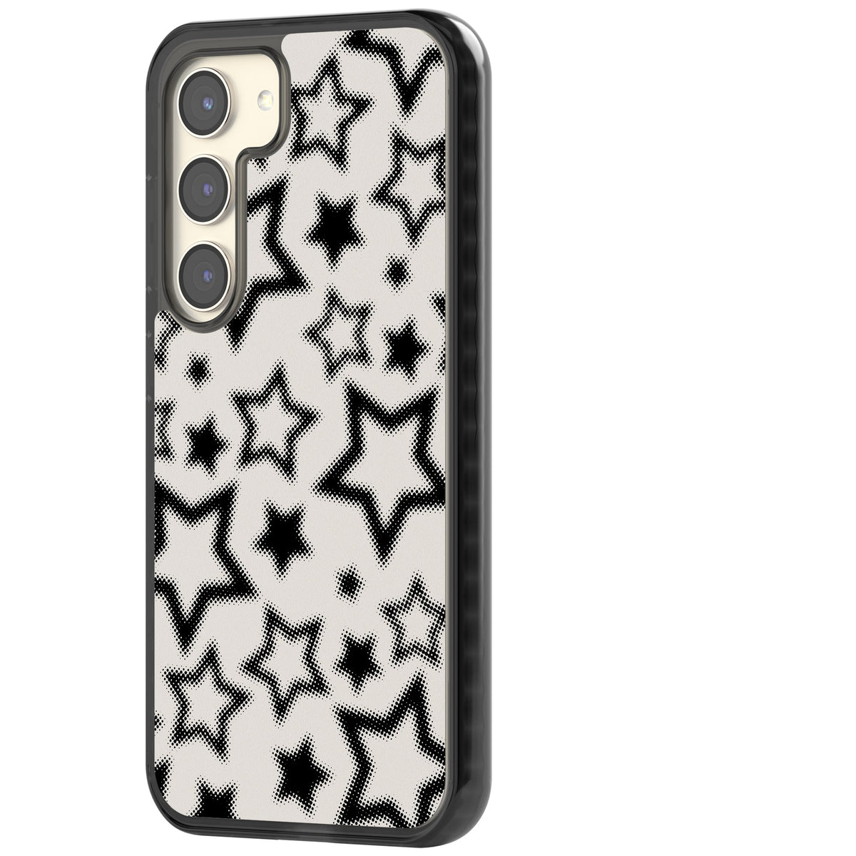 Black Halftone Stars Samsung S22 / Samsung S22 Plus / Samsung S23 / Samsung S23 Plus / Samsung S24 / Samsung S24 Plus Impact Black Phone Case side
