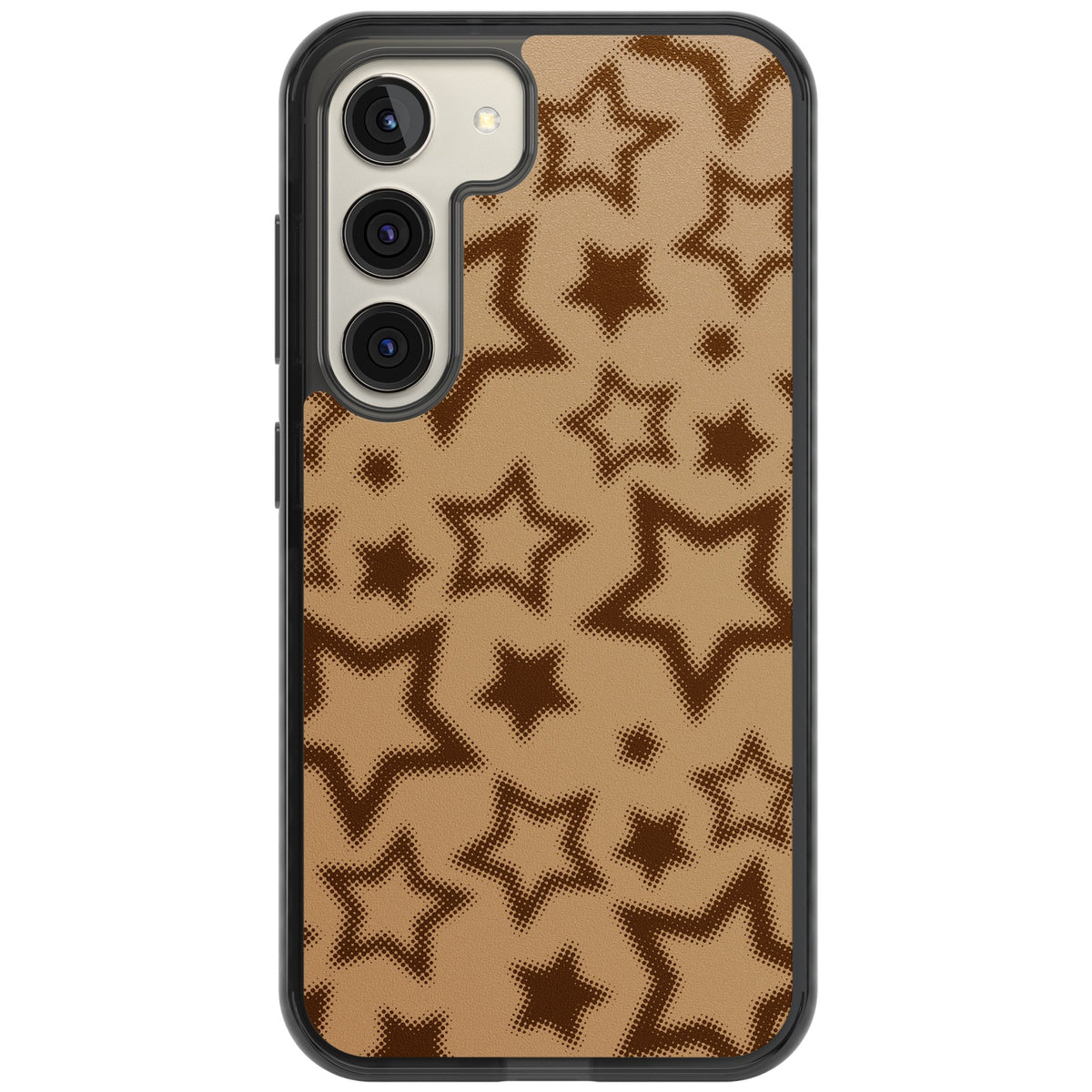 Latte Halftone Stars Samsung S22 / Samsung S22 Plus / Samsung S23 / Samsung S23 Plus / Samsung S24 / Samsung S24 Plus Impact Black Phone Case front