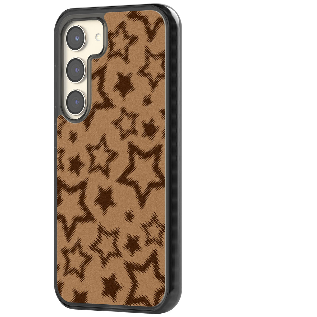 Latte Halftone Stars Samsung S22 / Samsung S22 Plus / Samsung S23 / Samsung S23 Plus / Samsung S24 / Samsung S24 Plus Impact Black Phone Case side