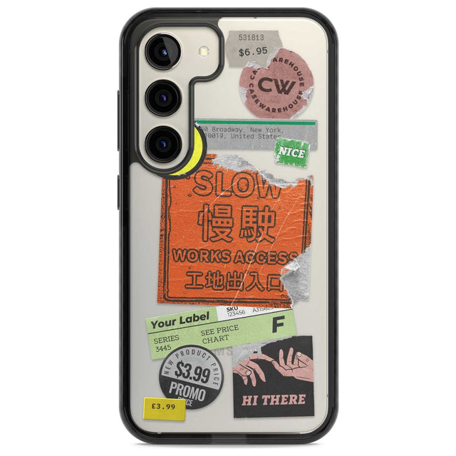 Kanji Signs Sticker Mix Phone Case Samsung S22 / Black Impact Case,Samsung S23 / Black Impact Case Blanc Space