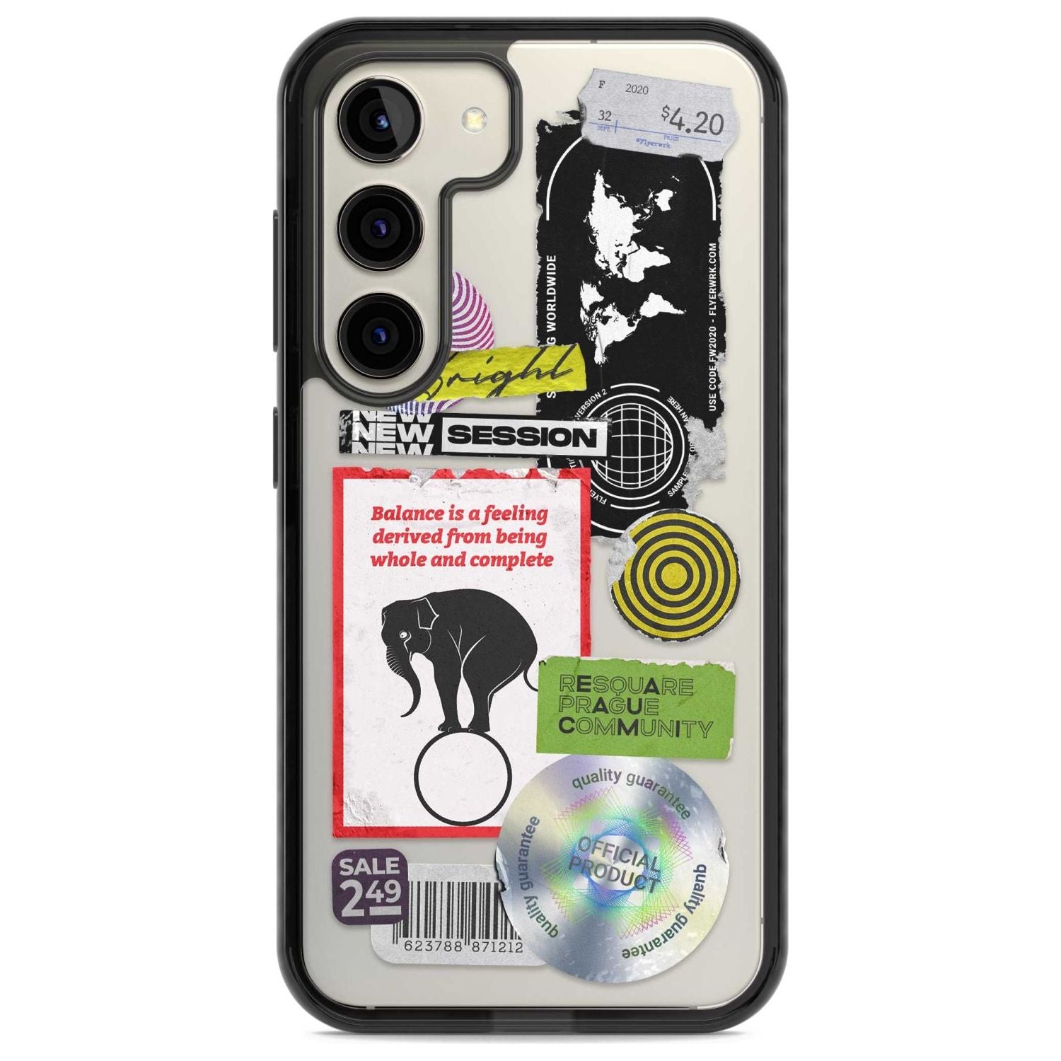 Peeled Sticker Mix Phone Case Samsung S22 / Black Impact Case,Samsung S23 / Black Impact Case Blanc Space