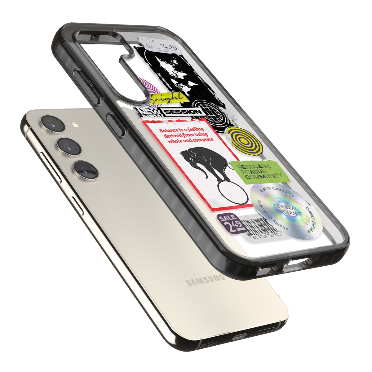 Analog Stickers Samsung S22 / Samsung S22 Plus / Samsung S23 / Samsung S23 Plus / Samsung S24 / Samsung S24 Plus Impact Black Phone Case angled