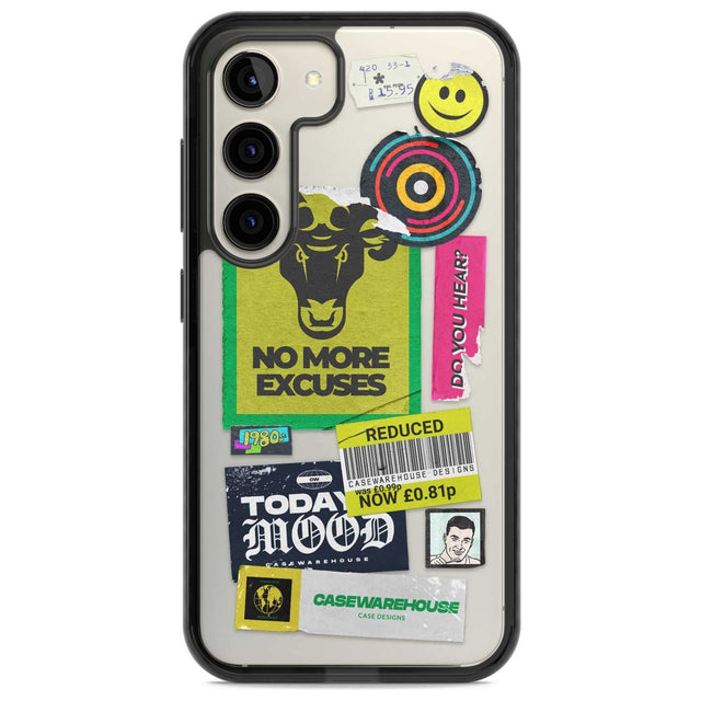 No More Excuses Sticker Mix Phone Case Samsung S22 / Black Impact Case,Samsung S23 / Black Impact Case Blanc Space