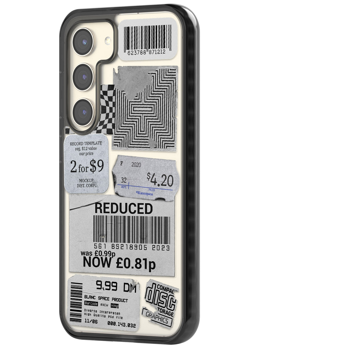 White Sticker Mix Samsung S22 / Samsung S22 Plus / Samsung S23 / Samsung S23 Plus / Samsung S24 / Samsung S24 Plus Impact Black Phone Case side
