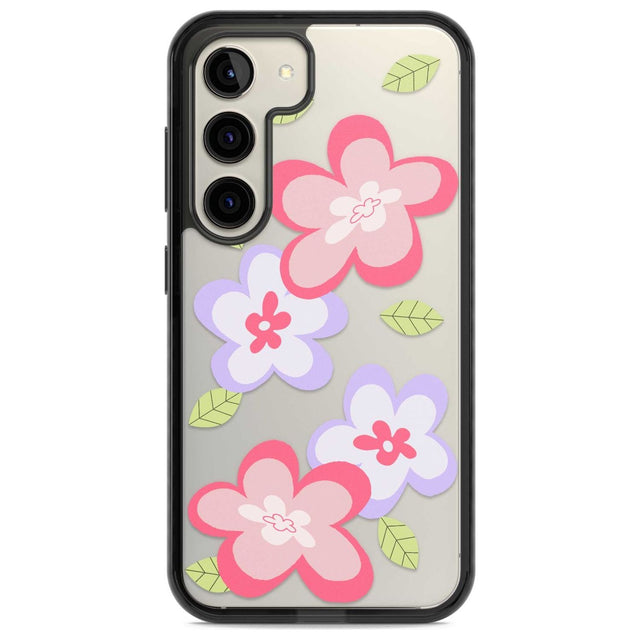 Funky Flowers Phone Case Samsung S22 / Black Impact Case,Samsung S23 / Black Impact Case Blanc Space