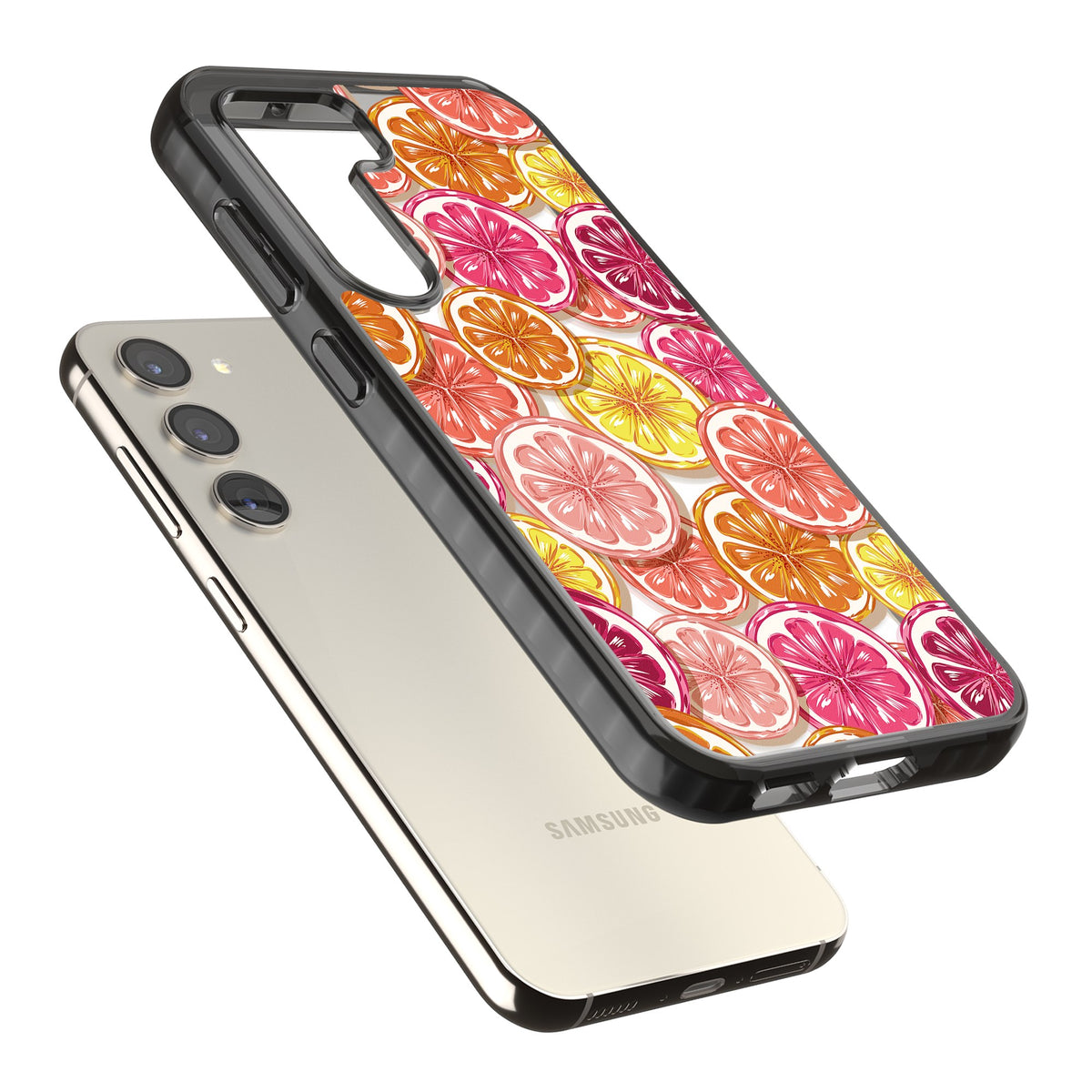 Citrus Fiesta Samsung S22 / Samsung S22 Plus / Samsung S23 / Samsung S23 Plus / Samsung S24 / Samsung S24 Plus Impact Black Phone Case angled