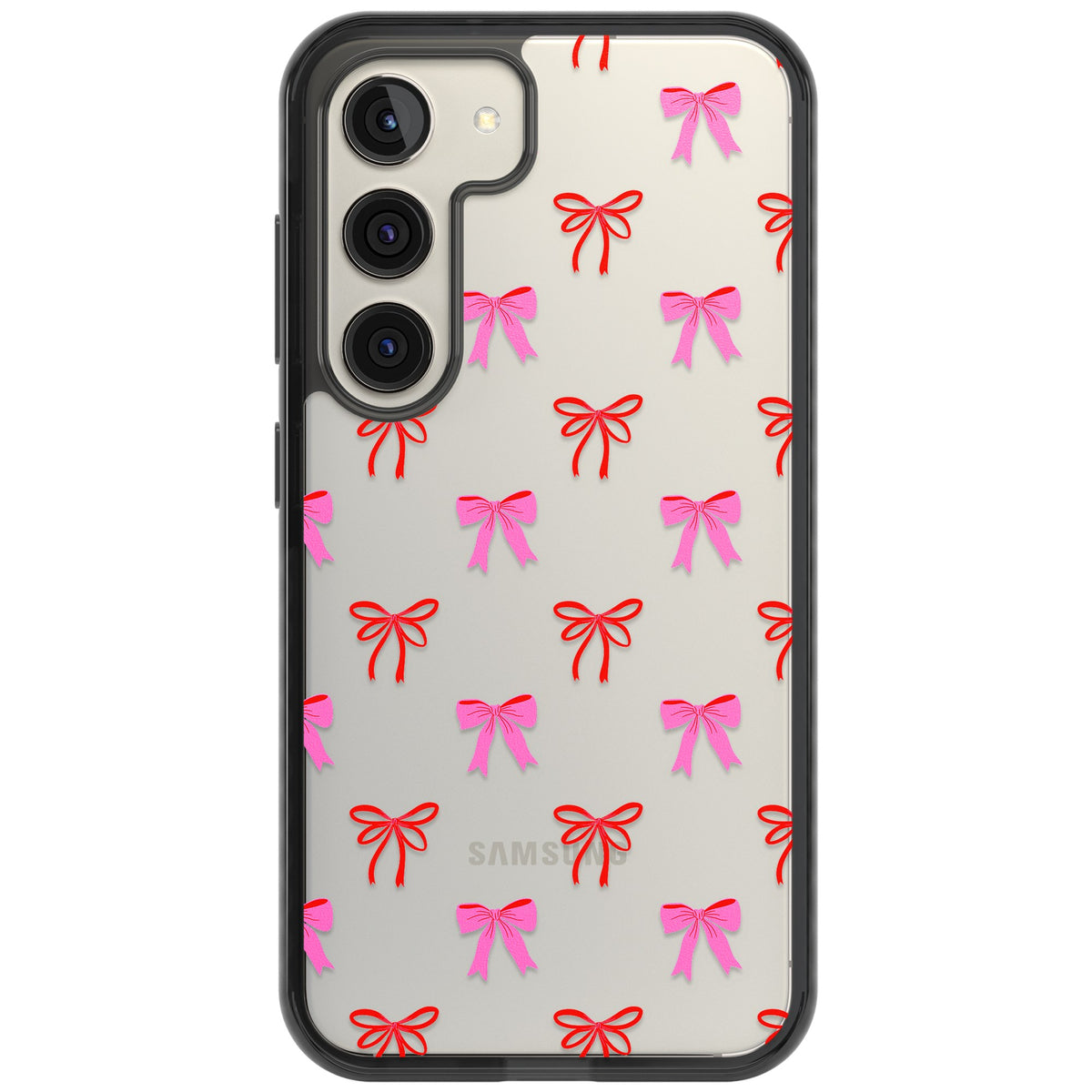 Cute Bow Pattern Samsung S22 / Samsung S22 Plus / Samsung S23 / Samsung S23 Plus / Samsung S24 / Samsung S24 Plus Impact Black Phone Case front