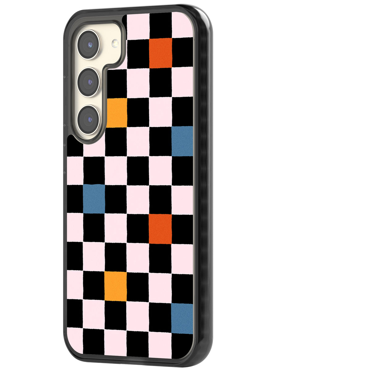 Vibrant Retro Check Samsung S22 / Samsung S22 Plus / Samsung S23 / Samsung S23 Plus / Samsung S24 / Samsung S24 Plus Impact Black Phone Case side