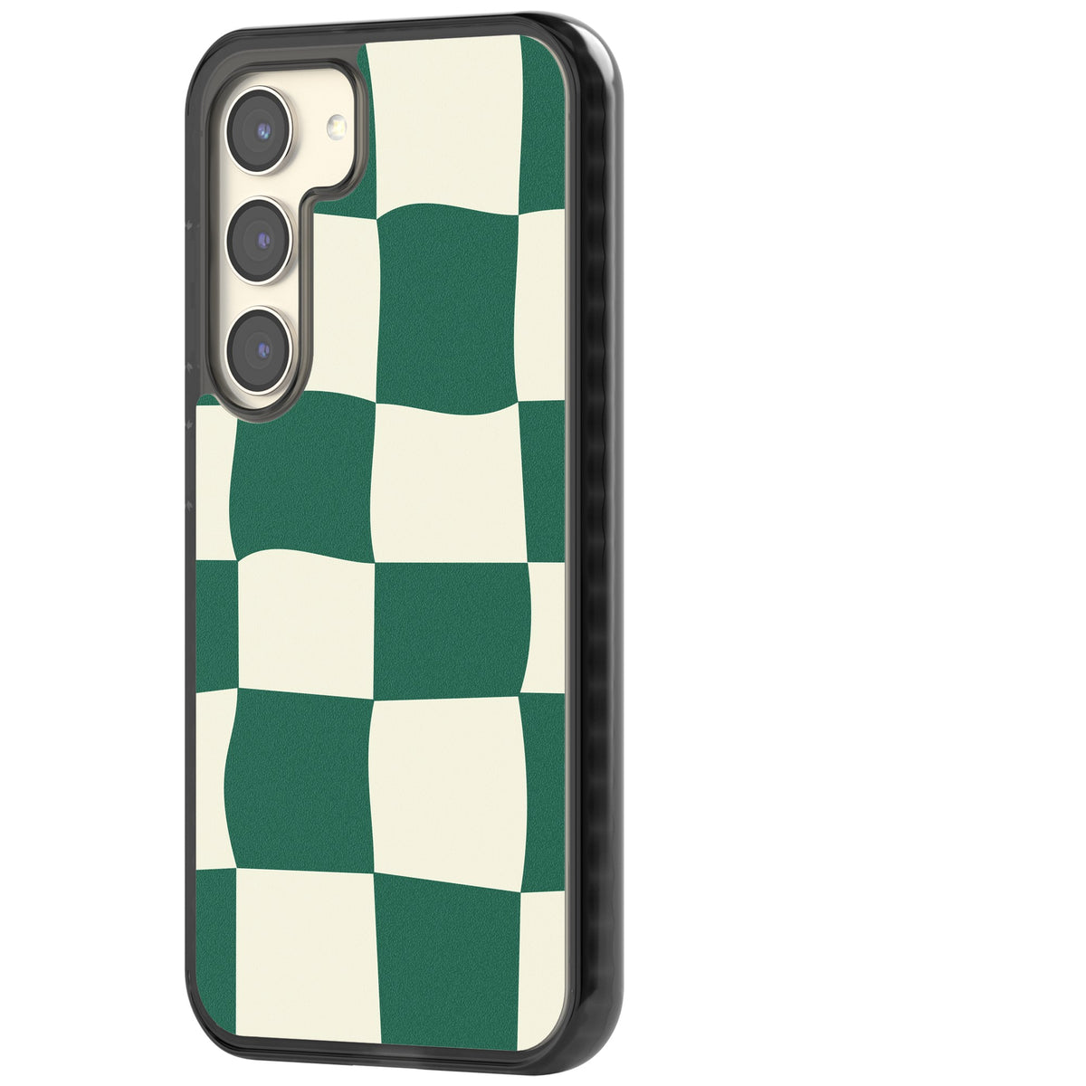 Matcha Wavy Check Samsung S22 / Samsung S22 Plus / Samsung S23 / Samsung S23 Plus / Samsung S24 / Samsung S24 Plus Impact Black Phone Case side