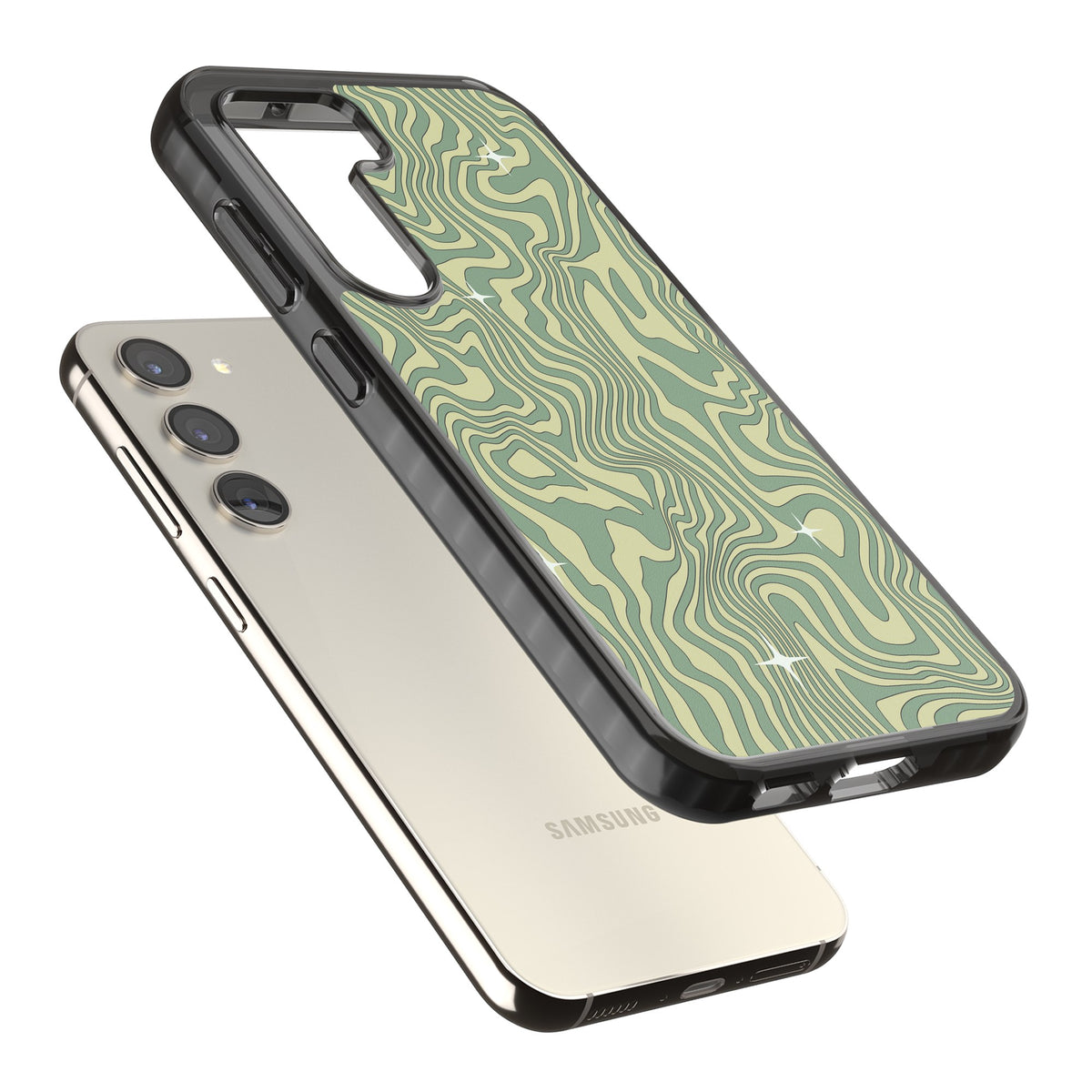 Sage Ripple Samsung S22 / Samsung S22 Plus / Samsung S23 / Samsung S23 Plus / Samsung S24 / Samsung S24 Plus Impact Black Phone Case angled