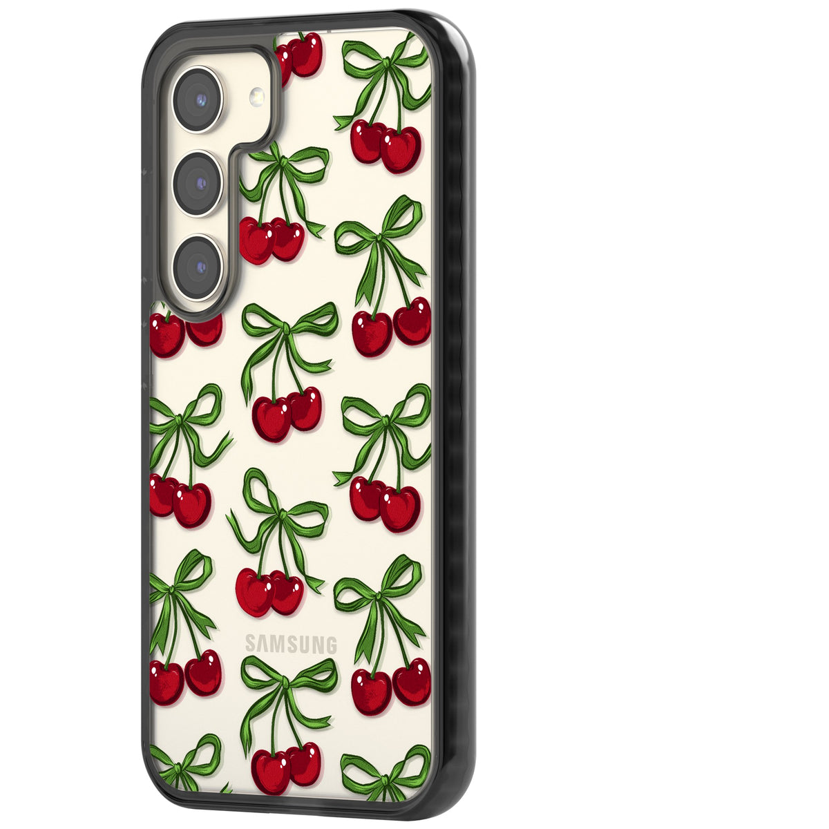 Cherry Bows Samsung S22 / Samsung S22 Plus / Samsung S23 / Samsung S23 Plus / Samsung S24 / Samsung S24 Plus Impact Black Phone Case side