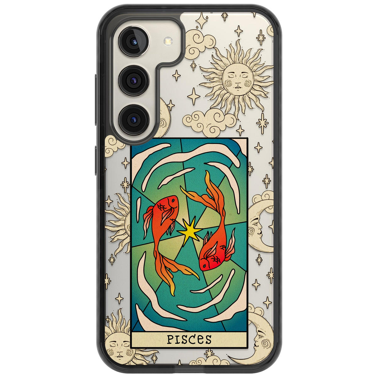Celestial Zodiac Pisces Samsung S22 / Samsung S22 Plus / Samsung S23 / Samsung S23 Plus / Samsung S24 / Samsung S24 Plus Impact Black Phone Case front