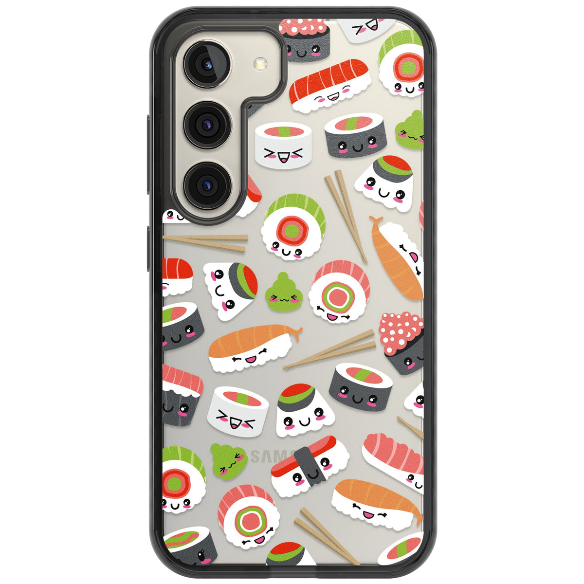 Kawaii Sushi Party Samsung S22 / Samsung S22 Plus / Samsung S23 / Samsung S23 Plus / Samsung S24 / Samsung S24 Plus Impact Black Phone Case front