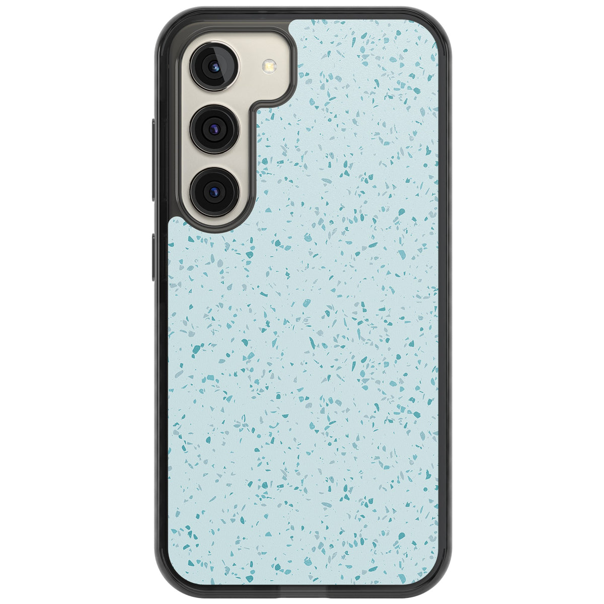 Light Blue Terrazzo Pattern Samsung S22 / Samsung S22 Plus / Samsung S23 / Samsung S23 Plus / Samsung S24 / Samsung S24 Plus Impact Black Phone Case front