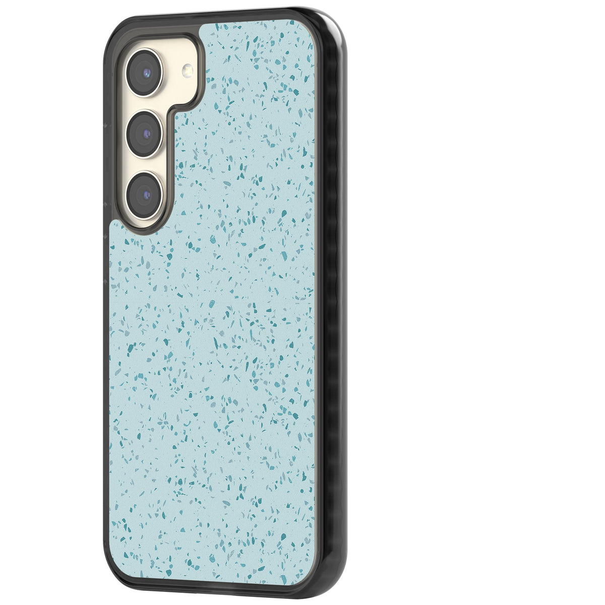 Light Blue Terrazzo Pattern Samsung S22 / Samsung S22 Plus / Samsung S23 / Samsung S23 Plus / Samsung S24 / Samsung S24 Plus Impact Black Phone Case side
