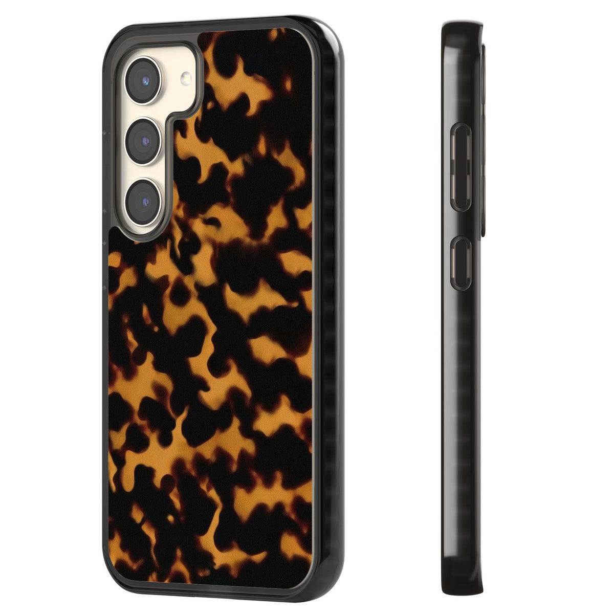 Amber Tortoise tortoiseshell iPhone case featuring warm amber and dark brown marble resin pattern | Black Impact case for Samsung Galaxy S24, Samsung Galaxy S23, Samsung Galaxy S22
