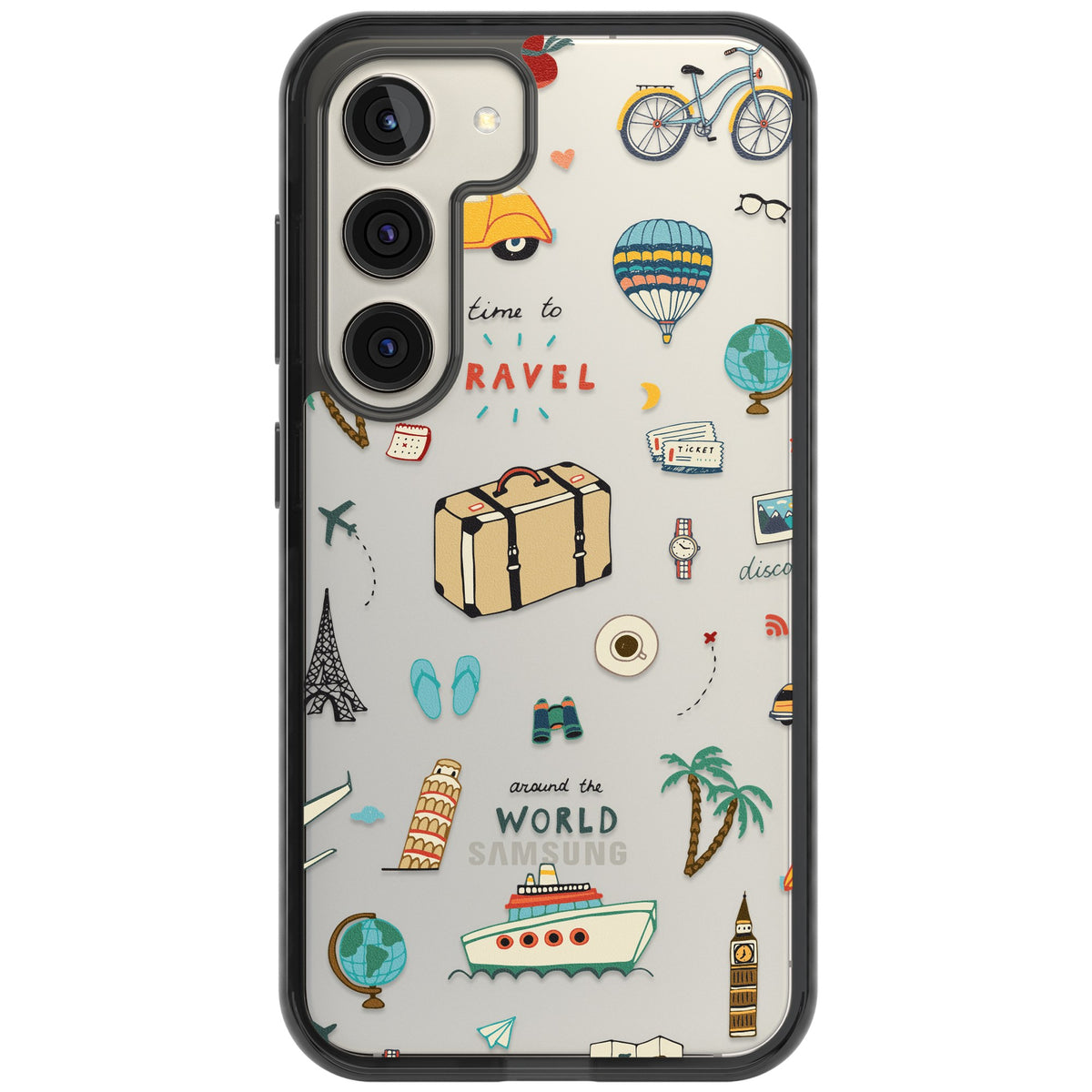 Globe Trotter Samsung S22 / Samsung S22 Plus / Samsung S23 / Samsung S23 Plus / Samsung S24 / Samsung S24 Plus Impact Black Phone Case front