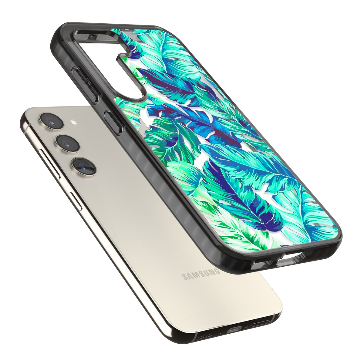 Aqua Tropic Samsung S22 / Samsung S22 Plus / Samsung S23 / Samsung S23 Plus / Samsung S24 / Samsung S24 Plus Impact Black Phone Case angled